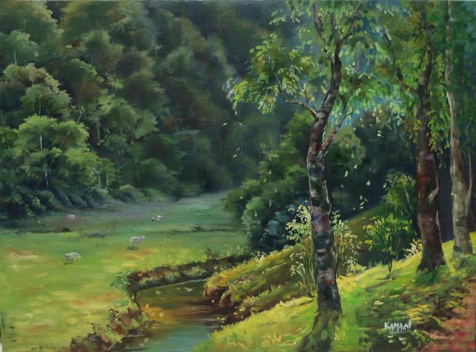 Green woodland landscape